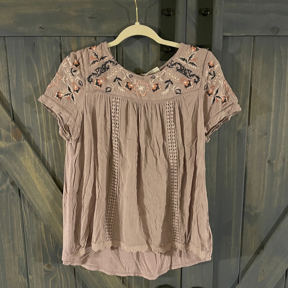 Knox Rose embroidered eyelet Blouse Large